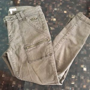 Joie khaki cargo pocket jeans with zipper detail